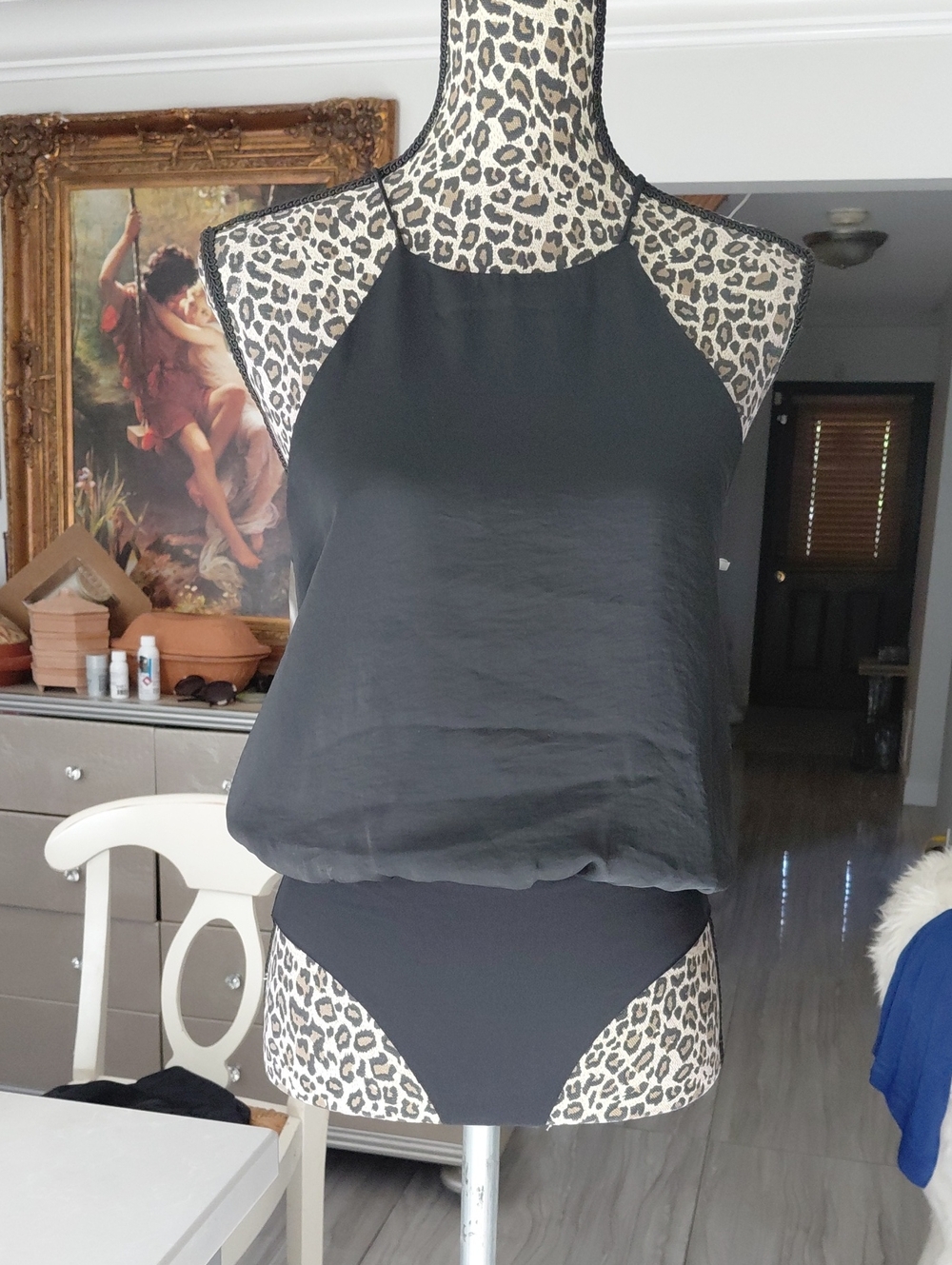 Nordstrom Black Halter Satin-Look Bodysuit